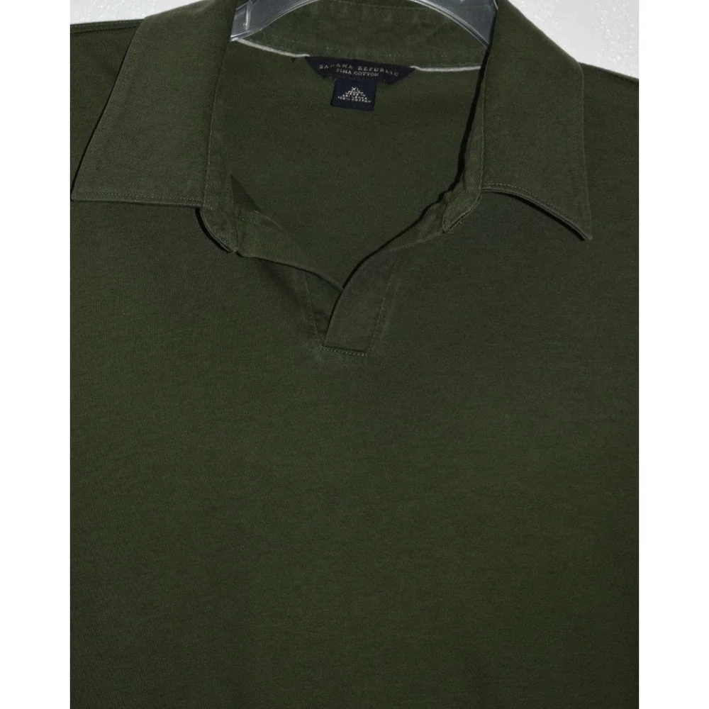 Banana Republic Mens XL Polo Shirt 100% Pima Cotton Olive Green Short Sleeve